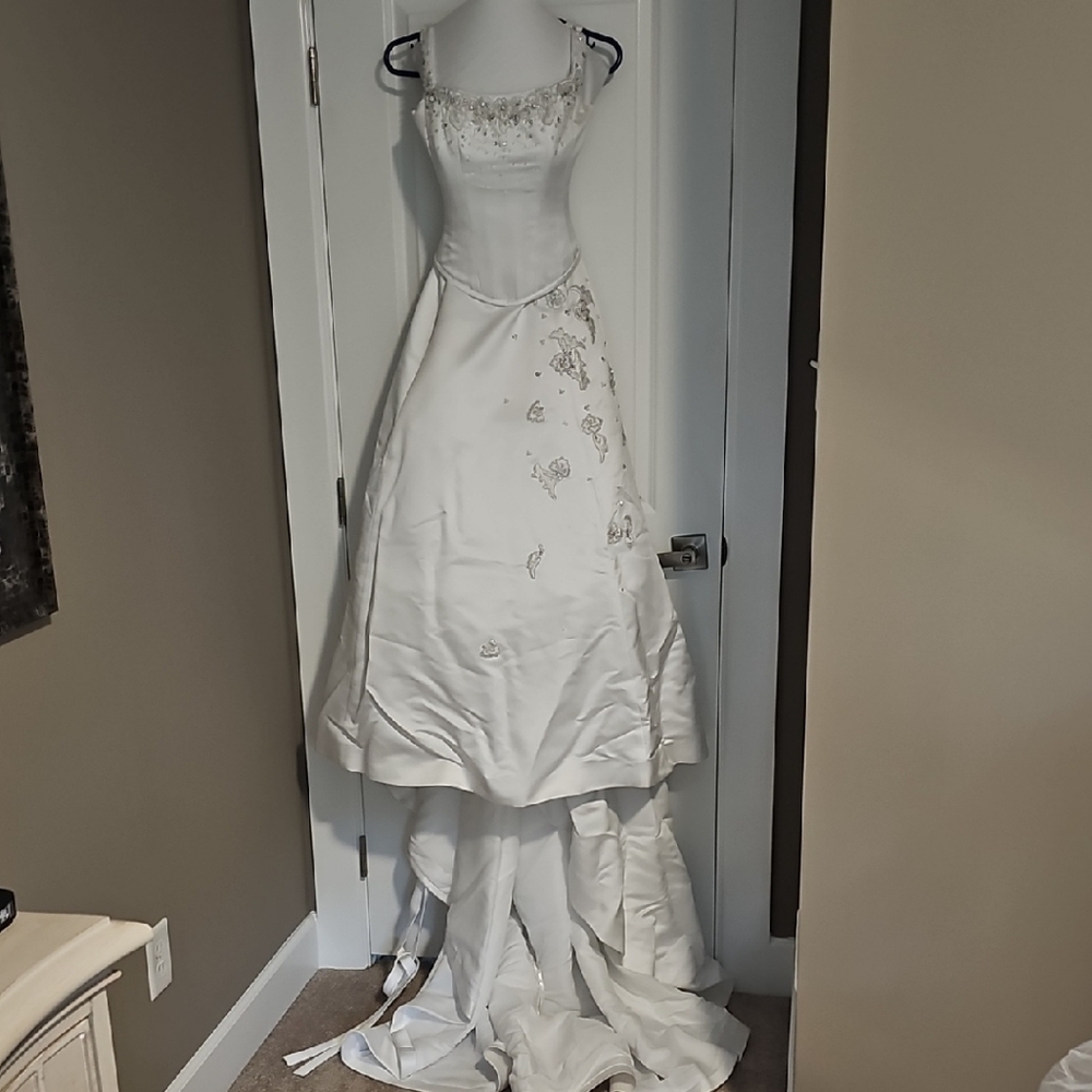 Maggie Sottero White Crystal Embellished Wedding Gown